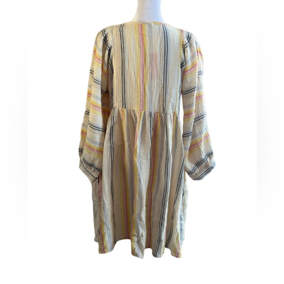 Sundry Striped Gauze Peasant Dress - Picture 3 of 7
